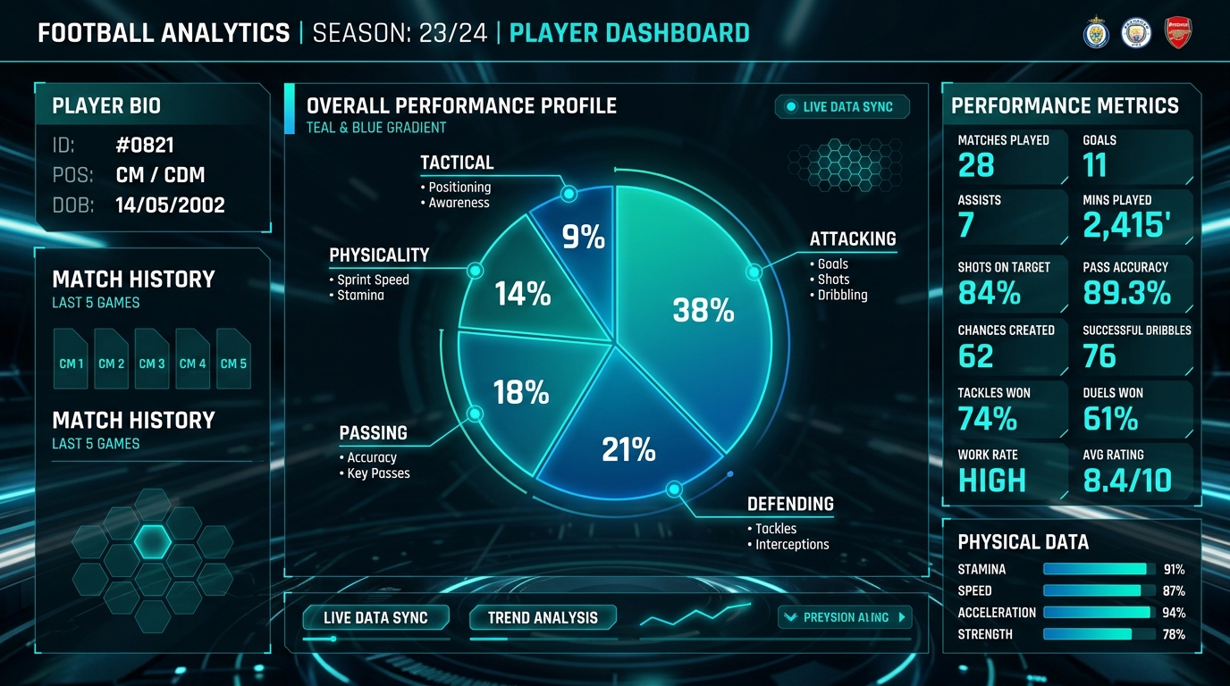 Gráfico de datos de rendimiento de un jugador